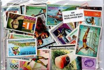 500 timbres du monde NEUFS**